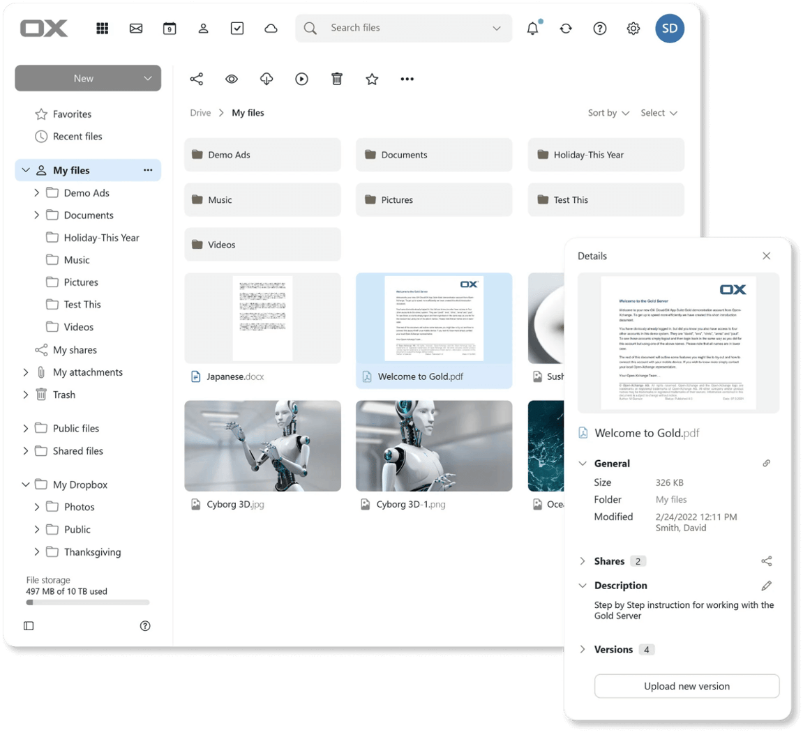Ox Email Application Android OX Cloud - Premium email suite
