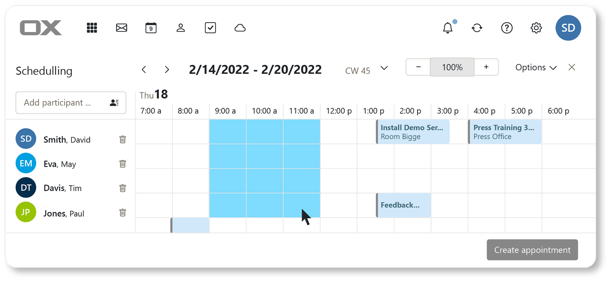 Scheduling View & Finding a Free Time